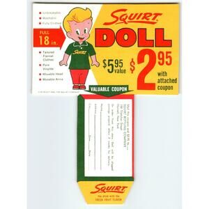 Squirt Soda Doll Offer Advertising Vintage Beverage Promo 1962 Carton Insert